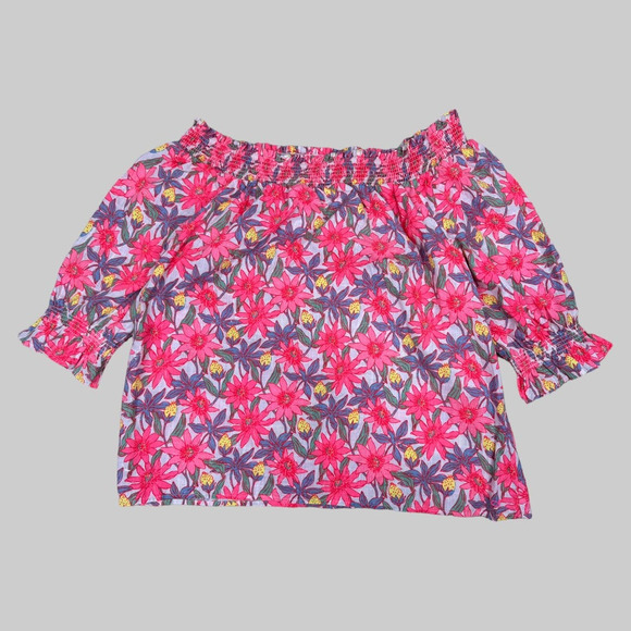 Women's Vineyard Vines Red Floral Print Top Size XL - Picture 1 of 8